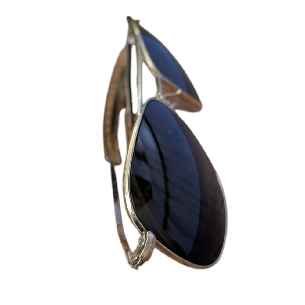 Randolph Engineering Inc. Vintage Gold and Black Aviator Sunglasses